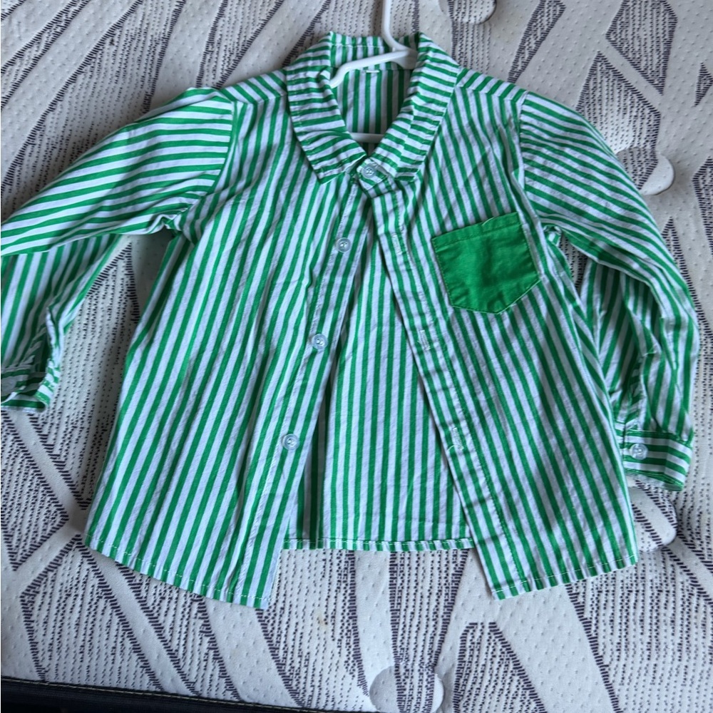 Green Striped Kids Shirt